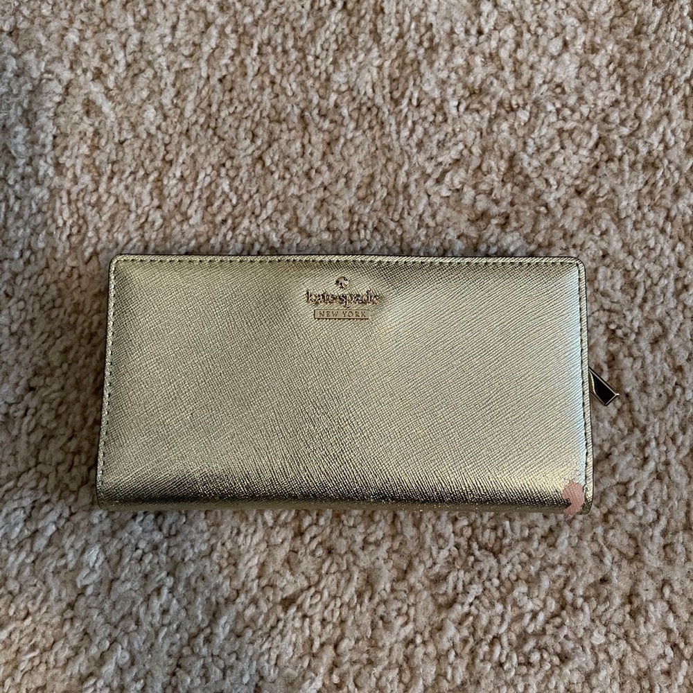 Metallic gold, Kate spade wallet.